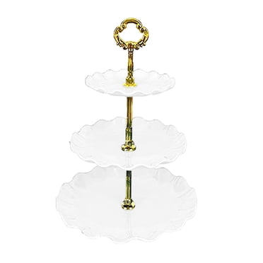 3 Layer Cake Stand, Nordic Style Elegant Dessert Cake Stand 3 Tier Cupcake Stand Plastic Tiered Serving Stand for Tea Party Shower Wedding