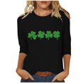 thumbnail image 2 of T-Shirt Ample à Manches Trois-Quarts et Col Rond Imprimé pour la Saint-Patrick pour Femmes, 2 of 6