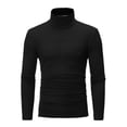 thumbnail image 2 of XUNZOO Chandails à Col Montant pour Hommes 3 Pcs Manches Longues Col Roulé Chandail Hauts Noir&Café&Gris TTG, 2 of 7