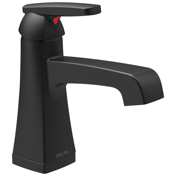 Delta Faucet Robinet de Salle de Bain Ashlyn Simple Trou Robinet de Salle de Bain à une Poignée Robinet Mat Noir, Robinet de Salle de Bain, Technologie de Joint Diamant, Ensemble de Drain, Noir Mat 564-Blmpu-Dst