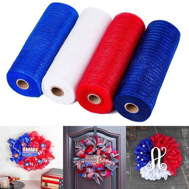CNKOO Clearance!!!4 Rolls Poly Burlap Deco Mesh -10 Inch Wide Deco Poly Decorative Mesh Ribbon Wrapping Ribbon Rolls for Home Door Wreath Decoration DIY Crafts Making
