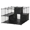thumbnail image 1 of 56-Panel Black Metal Pet Playpen Cage for Rabbit, Chinchilla – DIY Small Animal House & Storage Rack, 41.3" x 27.6" x 41.3", 1 of 7