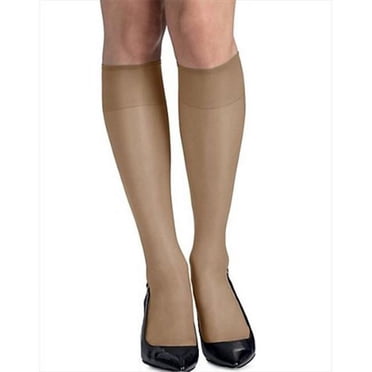 Hanes 775 Womens Silk Reflections Silky Sheer Knee Highs With Reinforced Toe 2 Pack, One Size - Barely There Skintone