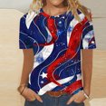 thumbnail image 2 of Pisexur Blouses pour Femmes Habillées Décontractées T-Shirt à Manches Courtes Col Rond Imprimé Jour de l'Indépendance pour Femmes, Hauts d'Été pour Femmes Multicolore, S, 2 of 5