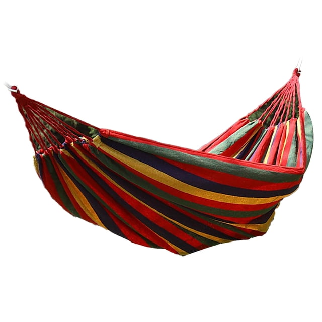 Hamac Simple Double, Hamac de Jardin en Polyester Coton Anti-Renversement Compact pour Patio Rouge, Bleu Vert