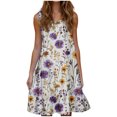 thumbnail image 2 of Ovzne Robes d'Été pour Femmes Robe d'Été Mode pour Femmes Vacances d'Été Couleur Unie Sans Manches Robe de Fête de Plage Grande Taille Robe Maxi Imprimée Liquidation, 2 of 6