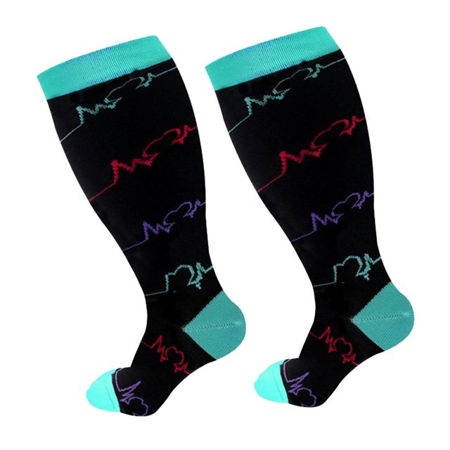 HLONK Plus Size Compression Socks Plus Size Compression Socks for Women and Men M-edical Extra Wide Calf Compression Nylon Socks
