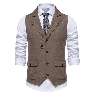 Mens Vest Suit Mens Herringbone Tweed Suit Vest Vintage Lapel Vest Mens Coat
