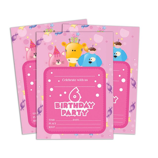 Darling Souvenir Pink Birthday Invitation Card 28 Pcs Fill or Write In Blank Invites Printable Party Supplies 5 x 7 Inches
