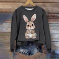 thumbnail image 1 of Penkiiy Chemises de Pâques pour Femmes 2024 Manches Longues Mignon Lapin Col Rond Chandail en Molleton Graphique Lapin Décontracté Été Blouse Tunique Hauts m Gris, 1 of 6
