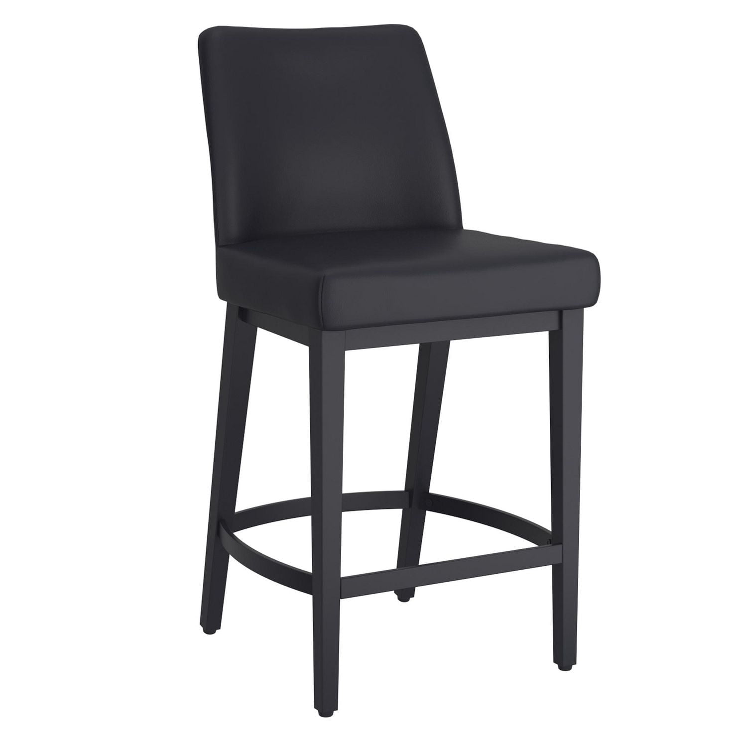 Tabouret de comptoir moderne de 26 po en similicuir et en métal, ensemble de 2 – noir