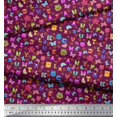 thumbnail image 3 of Soimoi Pink Rayon Fabric Insect,Sun & Cartoon Alphabets Text Printed Craft Fabric by The Yard 42 Inch Wide, 3 of 3