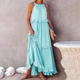 thumbnail image 2 of fatyb Robe d'Été 2025 pour Femmes Sans Manches à Volants à Étages Robe Maxi Fluide Décontractée Longue pour la Plage, 2 of 6