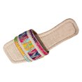 thumbnail image 1 of IUJSOY Womens Single Embroidery Band Slides Sandals Square Open Toe Slip on Summer Beach Flat Sandal, 1 of 9