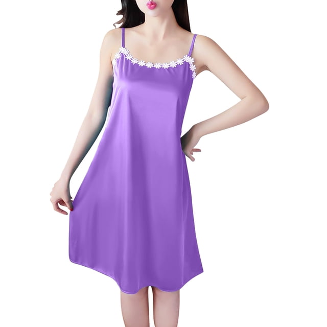 Dealovy Nuisettes pour Femmes à Bretelles Spaghetti Sans Manches Robe de Nuit Douce et Confortable Tenue de Nuit Courte Robe de Nuit Débardeur