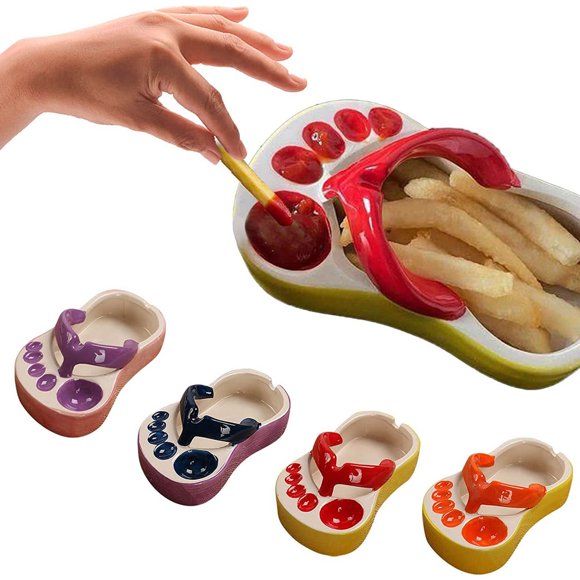 Iumwxz Funny Ceramic Slippers 5 Compartments Ashtray Cute Flip-Flops Dishes Plates Serving Saucers Bowl Divided Dinner Luncheon Plates Plates Pigment Kitchen Utensil Set Blue Ceramic Up to 65% Off