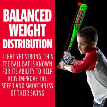 Franklin Sports Venom Bâton T-Ball Officiel pour Jeunes en Aluminium - Approuvé par la Réglementation Américaine - Parfait pour les T-Balls à Noyau Souple (Poids de Chute -10, -11 et -12), la Couleur de la Poignée Peut Varier