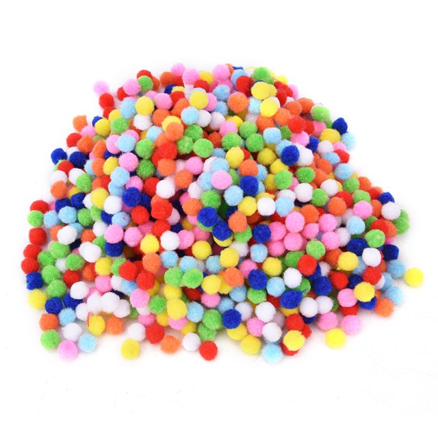 Pom Poms Ball1000PCS Mixed Color Soft Soft Pom Poms Fluffy Pom Poms Innovative Solution. A pile of 1000 small, fluffy pom poms in assorted bright colours, made from polypropylene fiber silk. Ideal for arts and crafts projects such as garlands, necklaces, pendants, and school projects. Suitable for DIY creations, bag charms, and tassel keychains.