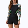 thumbnail image 1 of Soki Women's Swimsuit One Piece Long Sleeved Zipper Surfing Diving Suit Bikini Set, 1 of 8