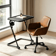 thumbnail image 2 of Homy Casa 2-Piece Home Office Set, Swivel Suede Office Chair and Adjustable Height Folding Laptop Table, Brown/Black, 2 of 10