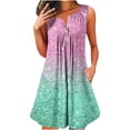 thumbnail image 1 of Mefallenssiah Women'S Sleeveless Round Neck Sparkling Print Button Pullover Dress, 1 of 1