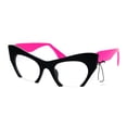 thumbnail image 1 of Unique Crop Bottom Retro Cat Eye Clear Lens Eye Glasses Black Pink, 1 of 4