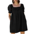 thumbnail image 1 of BEFOKA Robe pour Femme Grande Taille, Liquidation de Robes d'Été pour Femmes, Robe d'Été Mini pour Femme Robe de Plage Ligne A Décontractée Ample Robe Soleil avec Poches Plissée à Manches Courtes Col Évasé, 1 of 4