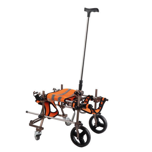 Pet Wheelchair, Prevent Slipping Portable Pet 4 Rounds Wheelchair Aluminum Alloy Hook With Handles For Dogs CJC08 Coffee
