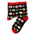 thumbnail image 1 of TIEVOSA Bas de Noël Imprimés Mi-Tube Bas pour Femmes Chaussettes Festives (Noir), 1 of 6