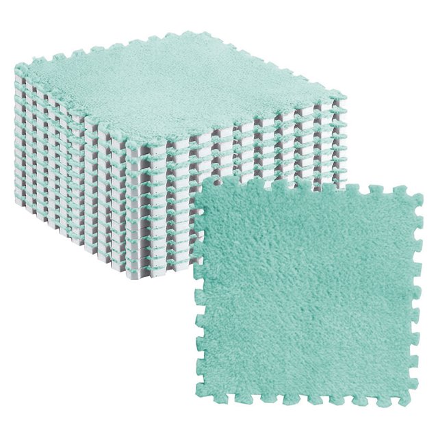 10PCS Plush Puzzle Foam Floor Mat, Square Interlocking Carpet Tiles Fluffy Tiles Play Mat Baby Play Mats Baby Puzzle Mat Children Rug Soft Climbing Area Rugs