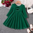 thumbnail image 4 of LUOGENLI Robe Fillette Tout-Petits Manches Longues Robes Nœud Ajouré Robe Princesse Vêtements Jupe Maxi avec Poches Vert 4-5 Ans, 4 of 6