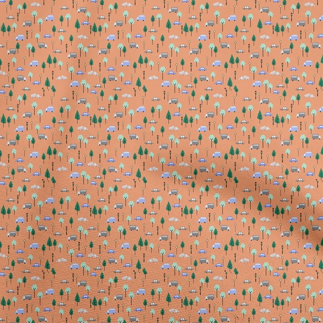 oneOone Polyester Spandex Orange Fabric Transport Fabric For Sewing Printed Craft Fabric By The Yard 56 Inch Wide