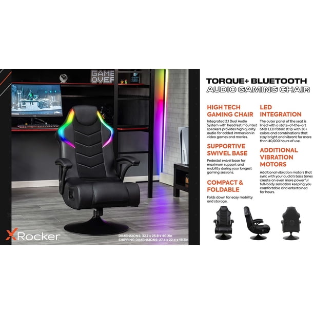 X Rocker Torque+ RGB 2.1 Dual Wireless Pedestal Gaming Chair with