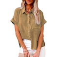 thumbnail image 2 of Birdeem Womens Tops Fashion Solid Button Shirt Female V-Neck Loose T-Shirt Blouse Tops, 2 of 9