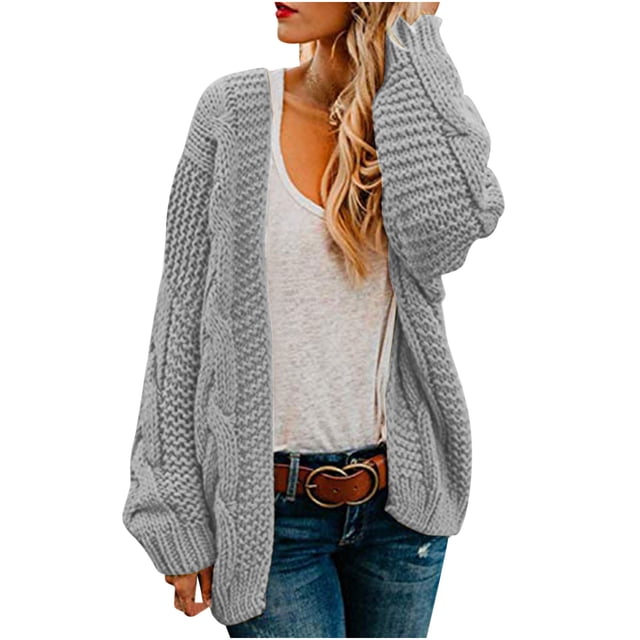 Simua Womens Oversized Chunky Open Front Cardigan Sweaters Cable Knit Long Sleeve Cardigans Outwear Coats