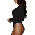 thumbnail image 3 of ORUYROP Women's Square Neck Long Sleeve T-shirt Basic Bodysuit Jumpsuits, 3 of 5