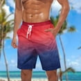 thumbnail image 2 of Plebaso Beach Shorts for Men Gradient Print Casual Shorts Drawstring Lightweight Summer Fashion Shorts, 2 of 5