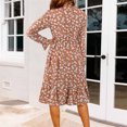 thumbnail image 4 of Ovzne Robes pour Femmes Robe Mode Femmes Imprimé Floral Col Rond Lacé Manches Longues Robe Taille Rétractable Robe Femmes Manches Longues Imprimé Liquidation, 4 of 7