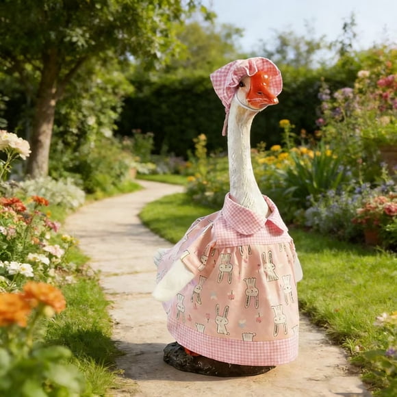 Tyidzon Porch Goose Outfits, Summer Lawn Goose Statue Costume, Yard Goose Outfit for 23" Statue Patio Garden Outdoor Decor