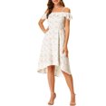 thumbnail image 1 of INSPIRE CHIC Robe Midi Évasée à Fleurs pour Femme à Bretelles Spaghettis à Volants TP Blanc Violet, 1 of 6