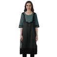 thumbnail image 1 of Moomaya Robes Indiennes pour Femmes Décontractées d'Été Imprimées Manches 3/4 Longue Kurta, 1 of 6
