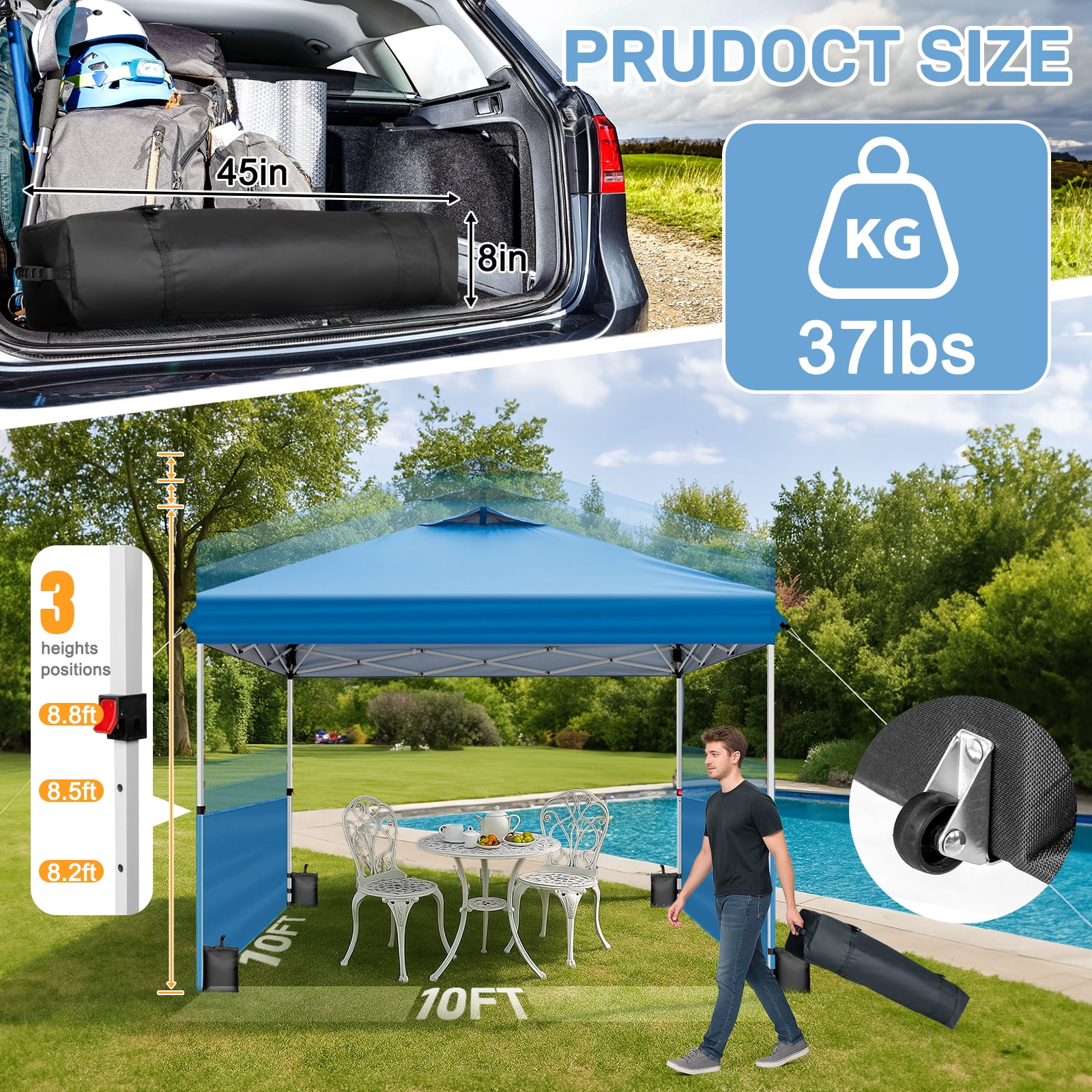 Ktaxon 10x10 Ez Pop Up Canopy Tent,Outdoor Sun Shade Shelter