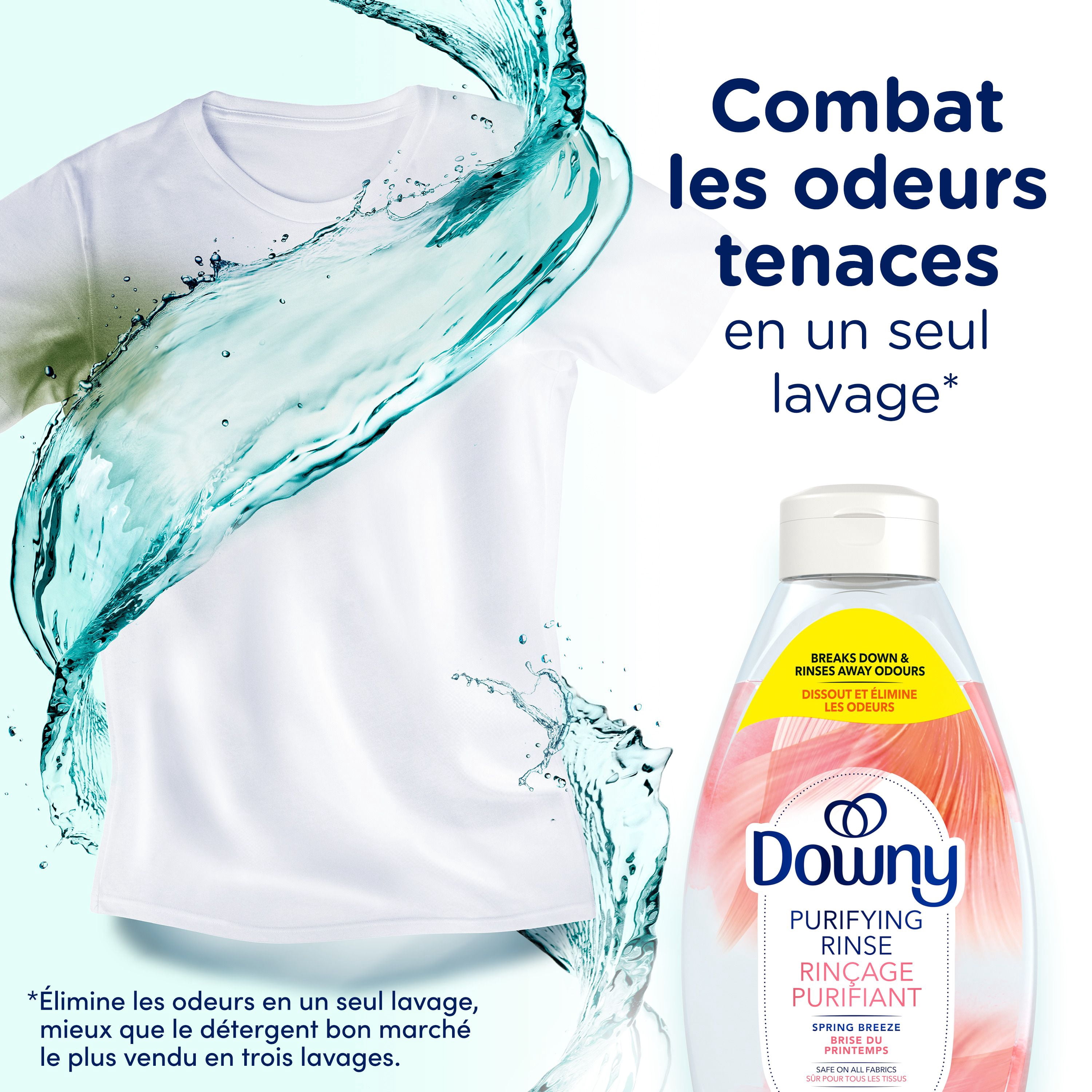 Downy Fabric Rinse Laundry Odour Remover, Spring Breeze Scent, Fabric Softener and Laundry Odour Removal Rinse 1.43L