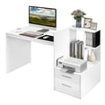 thumbnail image 1 of Costway Computer Desk Laptop Table Writing Study Desk Home Office with Bookshelf & Drawers, 1 of 10
