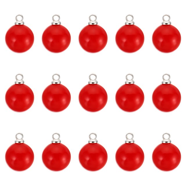 Unique Bargains Pendentifs Perles Factices 10 mm, Lot de 150 Perles Rondes Imitation Perle, Argent Rouge