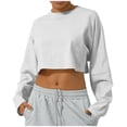 thumbnail image 2 of JDQJBZ Summer Womens Tops,Womens Long Sleeve Tops Solid Color Crew Neck Short Length Running Workout Top Spring Summer Casual Tops For Women, 2 of 5