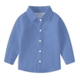 thumbnail image 1 of vdgthytj Toddler Baby Boys Girls Button down Shirts Kids Collared Long Sleeve Uniform Dress Shirt Tops Spring Fall Clothes, 1 of 6