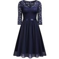 thumbnail image 4 of Robes Grande Taille Femmes Mode Uni Dentelle Manches 3/4 Corset Évasée Col en V Robe de Soirée Robes de Soirée pour Femmes Élégantes Chic en Liquidation, 4 of 5
