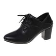 thumbnail image 2 of Escarpins Épais à Lacets à Bout Fermé pour Femmes, Talons Blocs Bas à Bout Pointu, Chaussures Habillées Classiques Vintage Oxford, 2 of 3