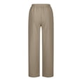 thumbnail image 4 of Women Casual Cotton Linen Drawstring Elastic Waist Long Wide Leg Pants, 4 of 6